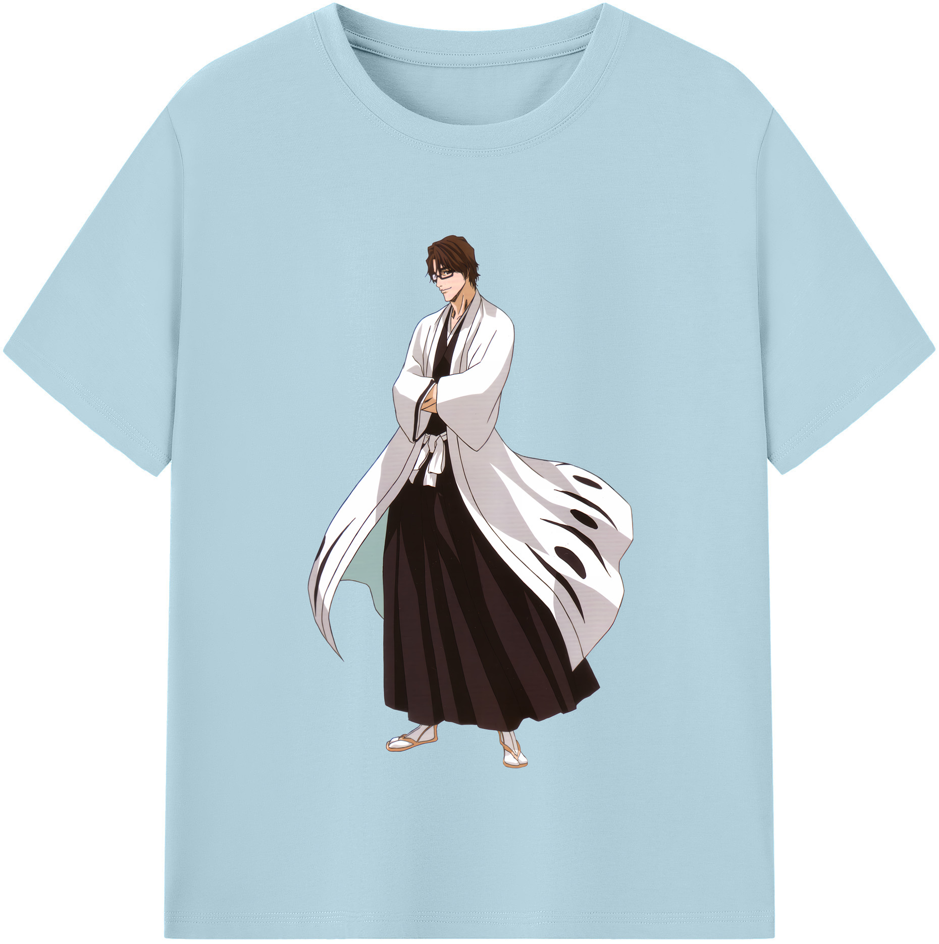（画像用） ブリーチ 藍染 惣右介（あいぜん そうすけ） BLEACH Aizen Sousuke 綿100％半袖Tシャツ（フロントプリント）